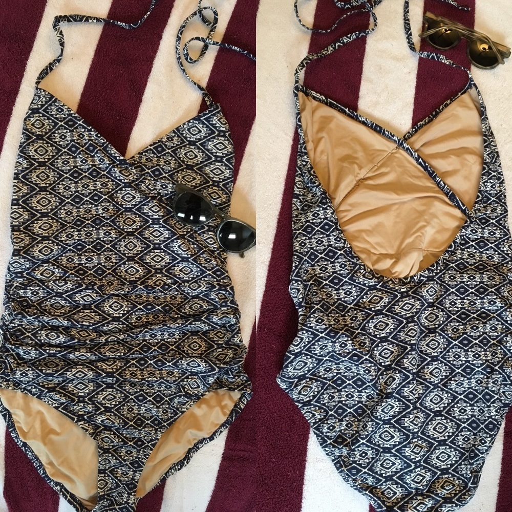 J.Crew Navy & White One Piece Bathing Suit